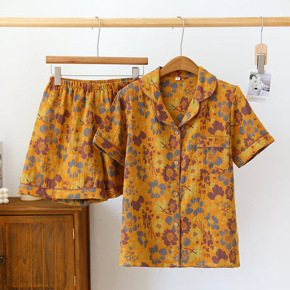 Ensemble pyjama en coton à manches courtes avec imprimé floral