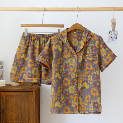 Ensemble pyjama en coton à manches courtes avec imprimé floral