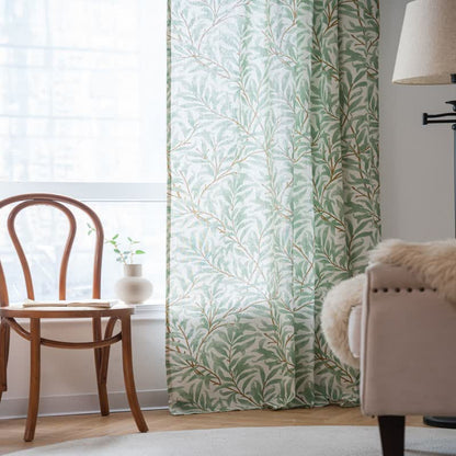 Rideau décoratif avec filtrage de la lumière et feuilles vertes