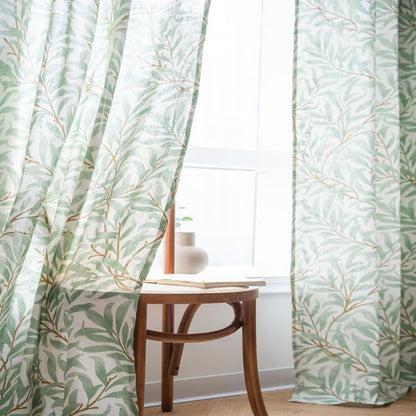 Rideau décoratif avec filtrage de la lumière et feuilles vertes