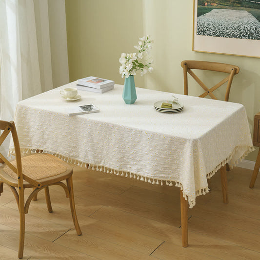 Nappe décorative en coton avec motif de marguerites pastorales