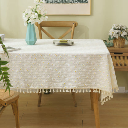 Nappe décorative en coton avec motif de marguerites pastorales