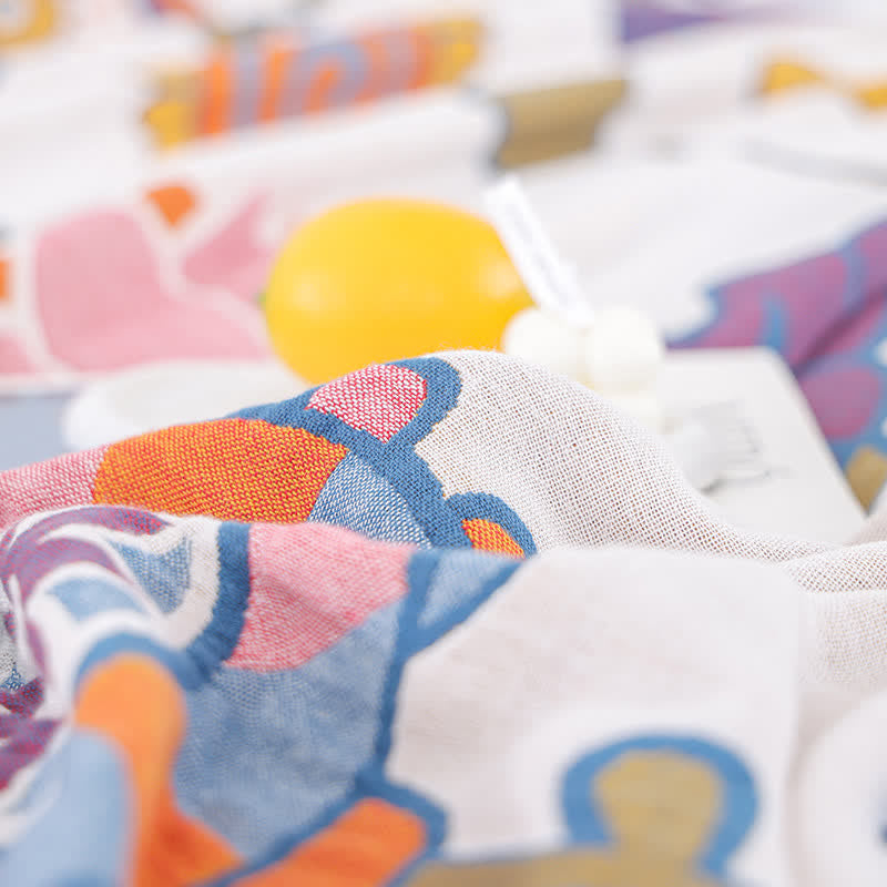 Couette en gaze de coton pur avec motif de fleurs de dessin animé