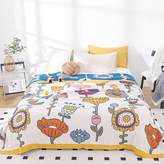 Couette en gaze de coton pur avec motif de fleurs de dessin animé
