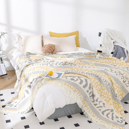 Couette en gaze de coton pur avec pompons et imprimé léopard