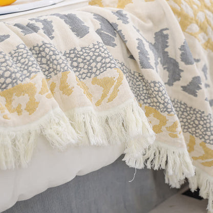 Couette en gaze de coton pur avec pompons et imprimé léopard