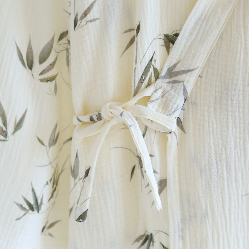Peignoir confortable en pur coton avec imprimé bambou