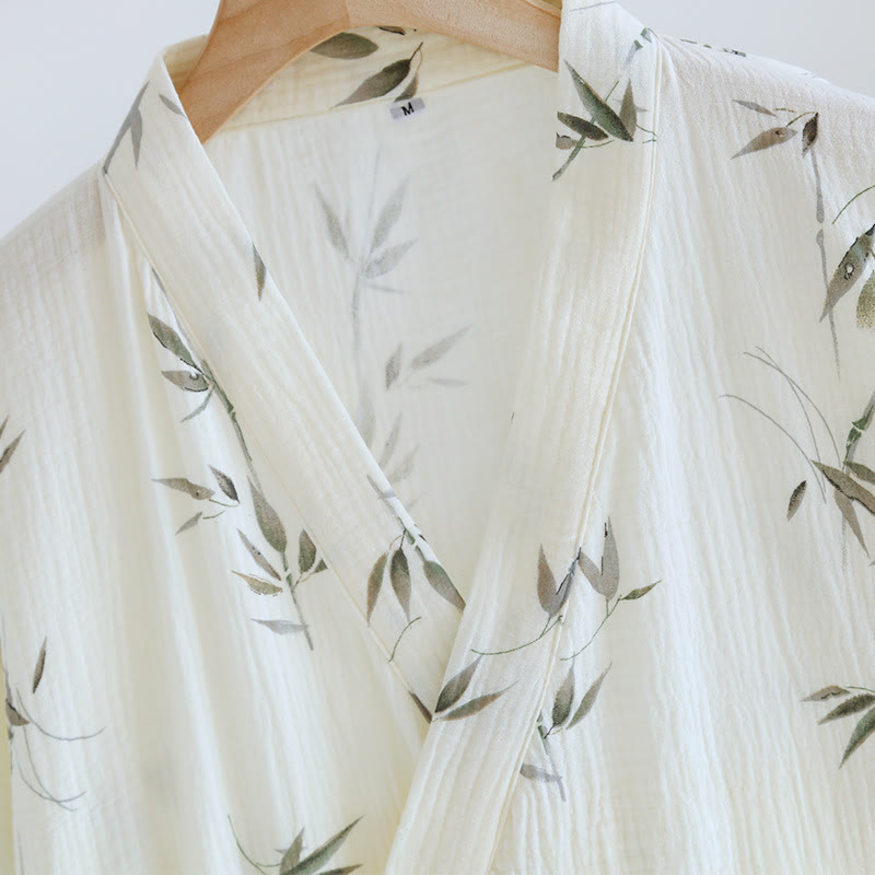 Peignoir confortable en pur coton avec imprimé bambou