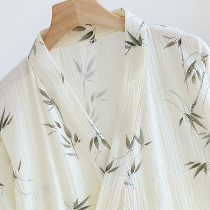 Peignoir confortable en pur coton avec imprimé bambou