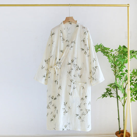 Peignoir confortable en pur coton avec imprimé bambou