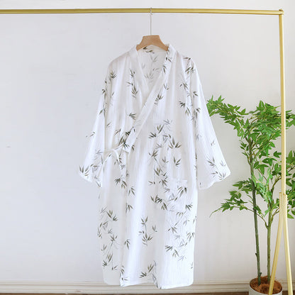 Peignoir confortable en pur coton avec imprimé bambou