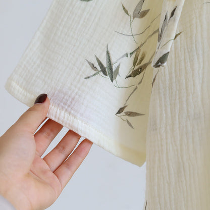 Peignoir confortable en pur coton avec imprimé bambou
