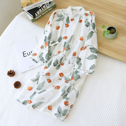 Peignoir en gaze de coton « Tomate cerise rurale »