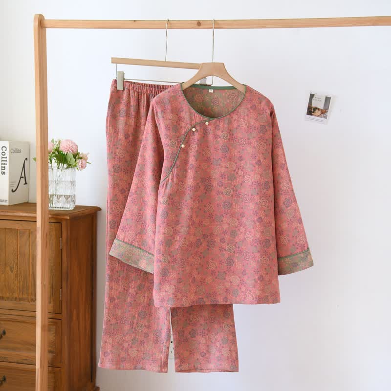 Ensemble pyjama en gaze de coton à neuf manches