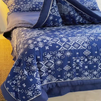 Couette douce en gaze de coton pur au style jacquard rétro