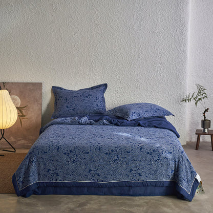 Collection de literie rétro en gaze de coton bleu foncé