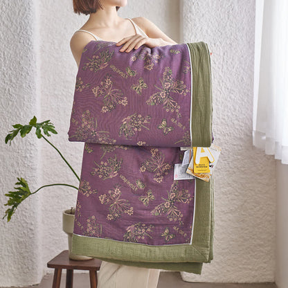 Linge de lit élégant à motif papillon en gaze de coton jacquard