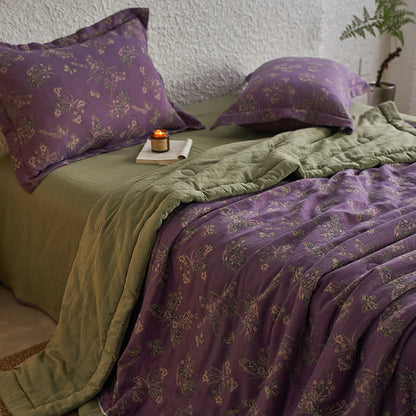 Linge de lit élégant à motif papillon en gaze de coton jacquard