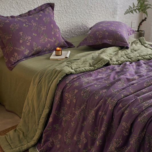Linge de lit élégant à motif papillon en gaze de coton jacquard