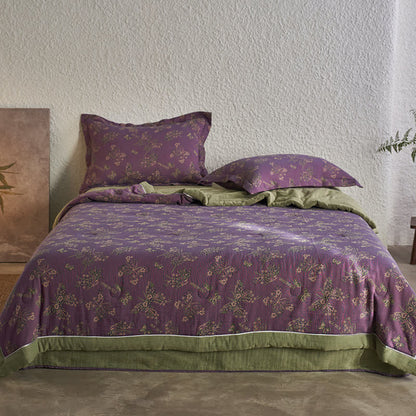 Linge de lit élégant à motif papillon en gaze de coton jacquard