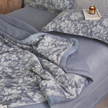 Linge de lit en gaze de coton double épaisseur avec fleurs épanouies