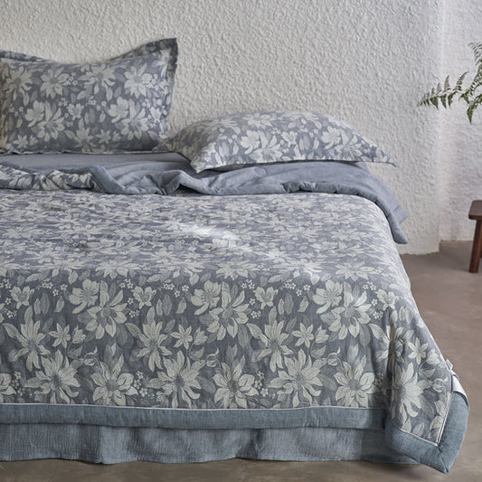 Linge de lit en gaze de coton double épaisseur avec fleurs épanouies