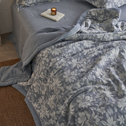 Linge de lit en gaze de coton double épaisseur avec fleurs épanouies