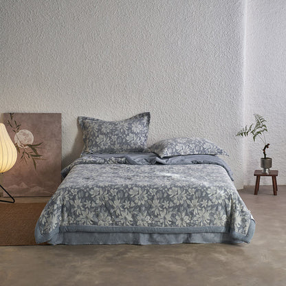 Linge de lit en gaze de coton double épaisseur avec fleurs épanouies