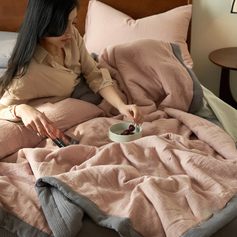 Linge de lit en gaze douce, unie et double épaisseur