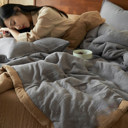 Linge de lit en gaze douce, unie et double épaisseur