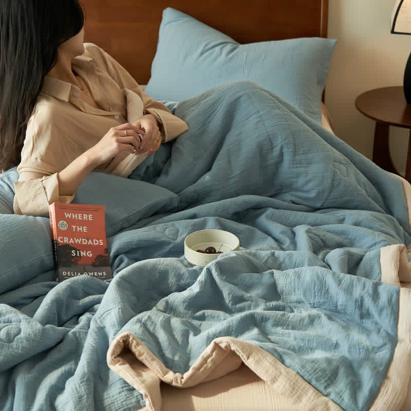 Linge de lit en gaze douce, unie et double épaisseur