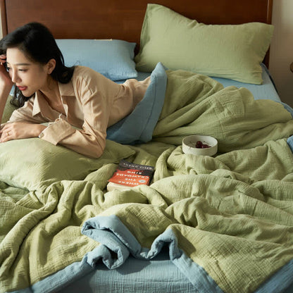 Linge de lit en gaze douce, unie et double épaisseur