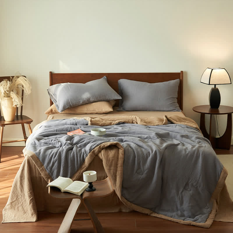 Linge de lit en gaze douce, unie et double épaisseur