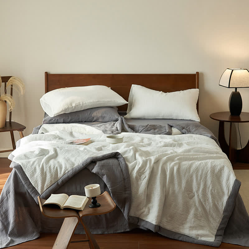Linge de lit en gaze douce, unie et double épaisseur