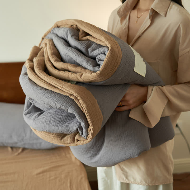 Linge de lit en gaze douce, unie et double épaisseur