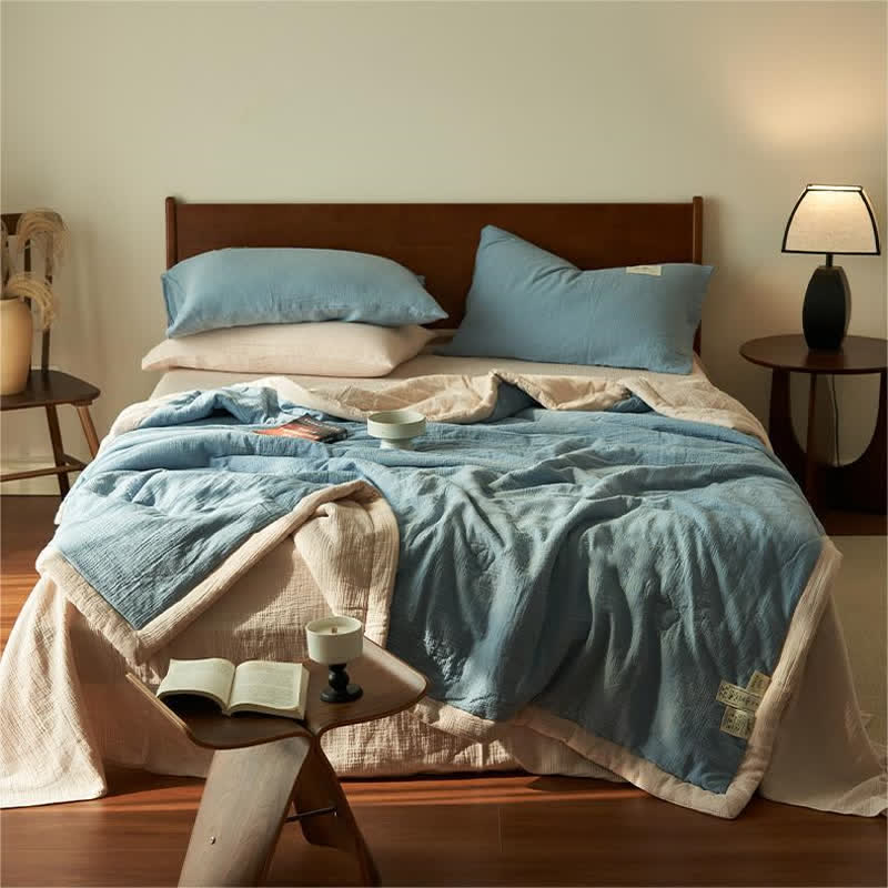 Linge de lit en gaze douce, unie et double épaisseur