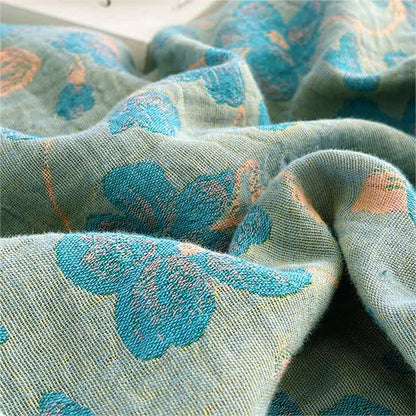 Linge de lit en gaze de coton de style rétro à motif floral