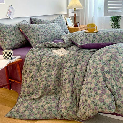 Linge de lit respirant en gaze double couche florale