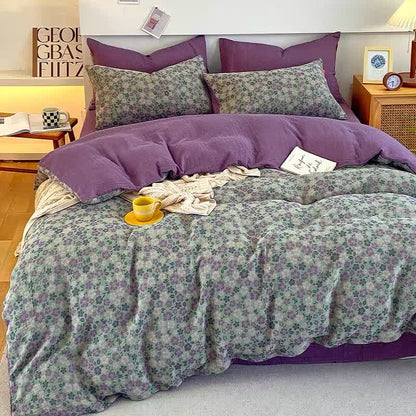 Linge de lit respirant en gaze double couche florale