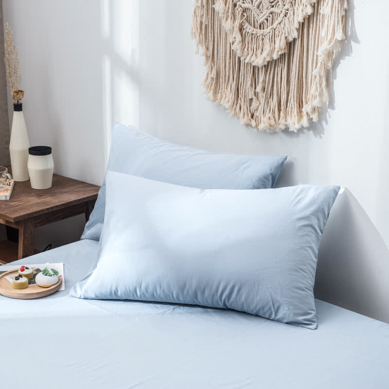 Taie d'oreiller simple en coton doux Ownkoti (lot de 2) - Bleu ciel - 48 cm x 74 cm - image 4