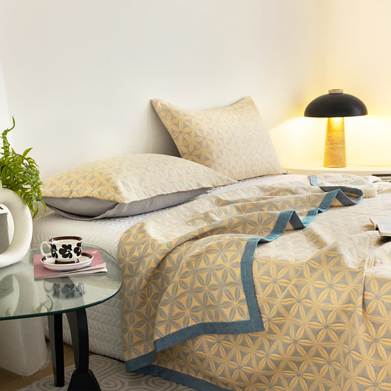 Couette rustique en gaze de coton respirante à trois couches