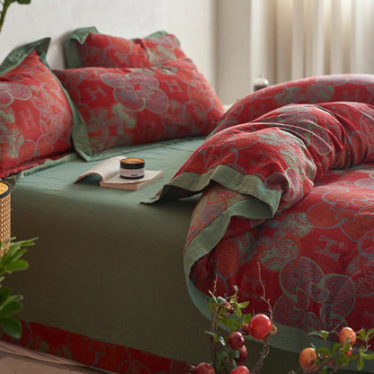 Parure de lit en coton jacquard de style rétro (4 pièces)