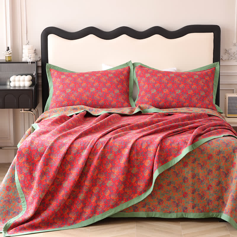 Couette décorative en gaze de coton à motif floral fleuri