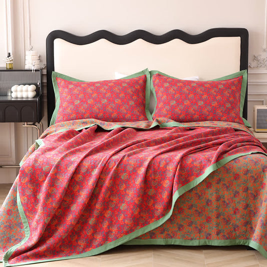 Couette décorative en gaze de coton à motif floral fleuri