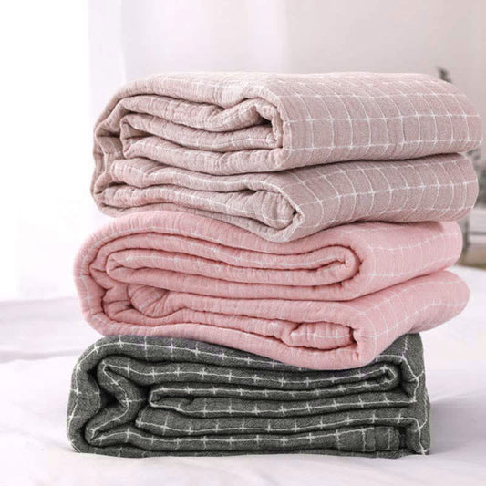 Couette légère en gaze de coton avec un motif quadrillé simple