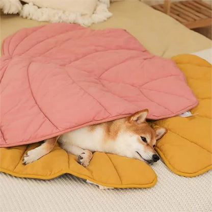 Tapis pour animaux doux et absorbant en forme de feuille créative