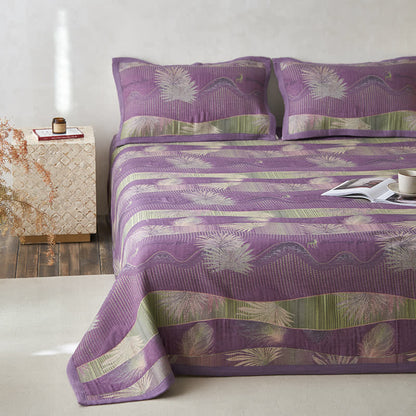 Couette confortable avec gaze double épaisseur et motif de feuilles rétro