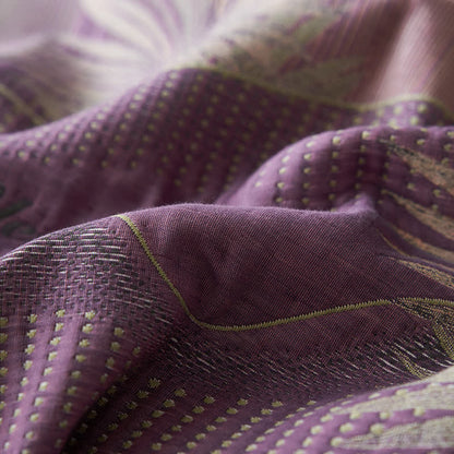 Couette confortable avec gaze double épaisseur et motif de feuilles rétro