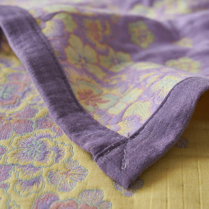 Couette rustique en gaze de coton à motif floral violet