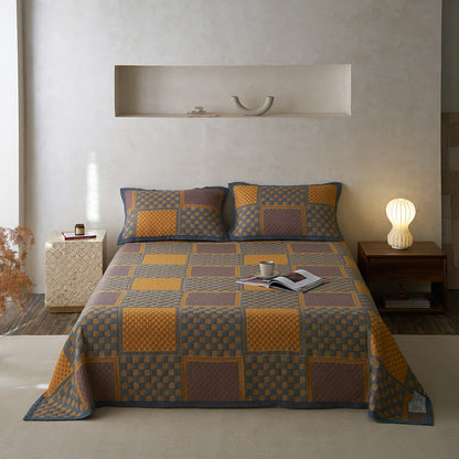 Couette en gaze de coton respirante avec imprimé carré rétro